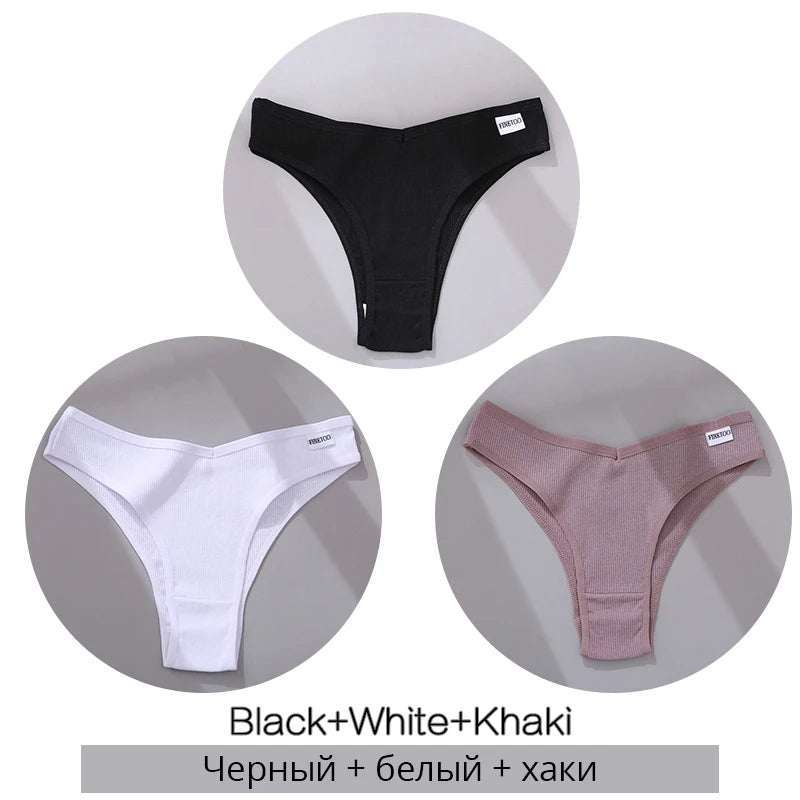 3Pcs/Set Cotton Women Briefs Sexy Seamless Brazilian Panties Female Low Rise Underwear Breathable Underpants Girls M-XL Intimate