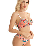 Floral Printed Bra Women's Underwear 2-piece set Removable shoulder strap Gathering Bralette Steel Ring Bras Lingerie Suit