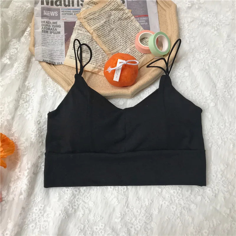 Cotton Tube Tops Women Bra Crop Top Female Wireless Solid Color Top Sleeveless Sexy Lingerie Padded Underwear
