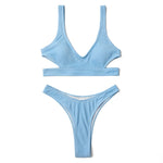 ZTVitality Solid Twill Bubble Sexy Bikini 2022 Hot Sale Padded Hollow Out High Leg Swimsuit Brazilian Beachwear Swimwear Women