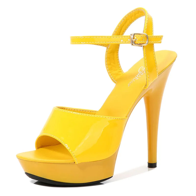 Womens High Heels Sandals 13cm Sexy Stripper Party Pumps Shoes Women Gladiator Platform Candy Color Sandals9j4r