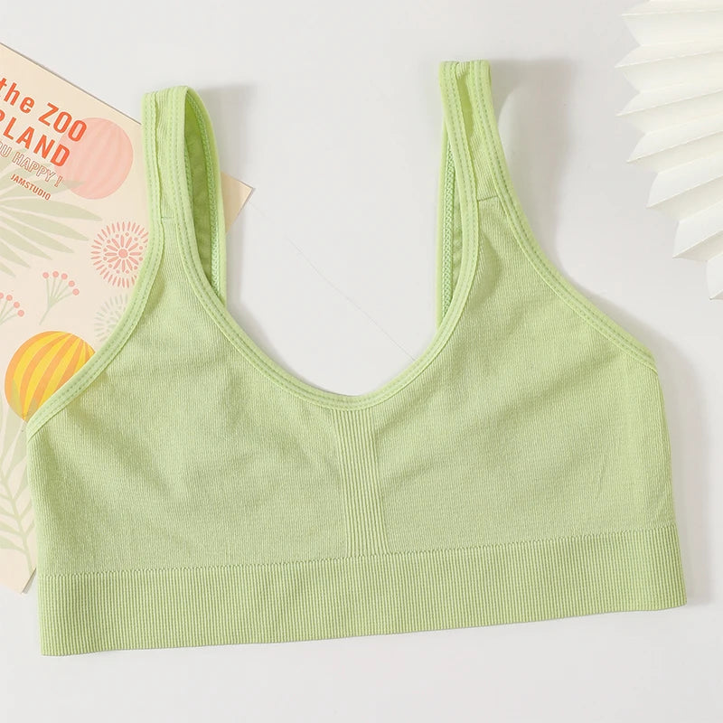 Women Tube Top Ribbed Bra Seamless Underwear Female V Neck Bralette Crop Top Soft Breathable Bra Sexy Lingerie Bandeau Bras