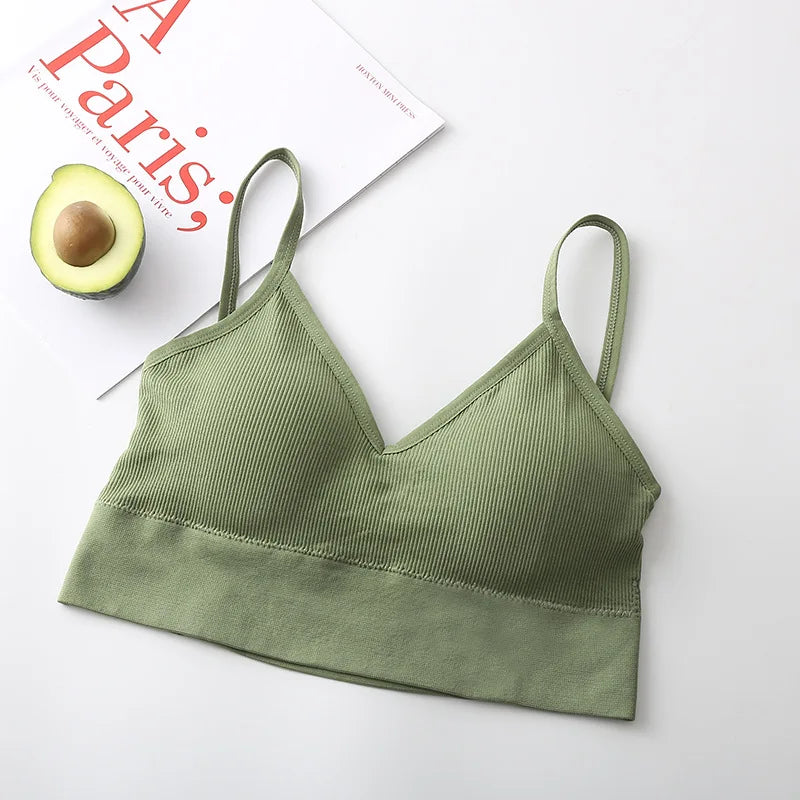 Women Tube Top Seamless Bra Crop Top Solid Color Sports Sexy Lingerie Active Bra Tops Underwear With Removable Pads