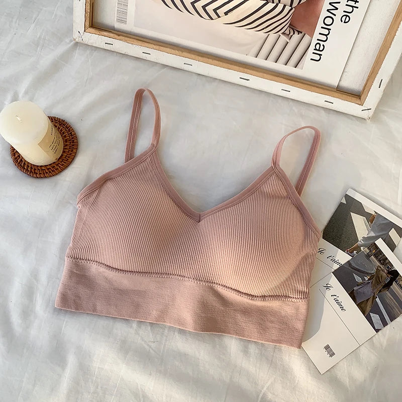 Women Tube Top Seamless Bra Crop Top Solid Color Sports Sexy Lingerie Active Bra Tops Underwear With Removable Pads