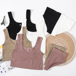 Seamless Women Lingerie Set Rib Bralette Sports Crop Top High Waist Briefs Panties Light Support Bra Sexy Underwear Set