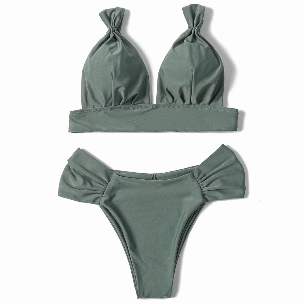 ZTVitality Solid Swimsuit Women Swimwear 2025 Newest Mid Waist Sexy Bikini Push Up Bikini Set Brazilian Bathing Suit Beach Wear