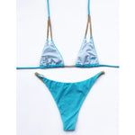 Sexy Halter Metal Chains Brazilian Bikini 2025 Women Swimsuit Female Swimwear Two Pieces Bikini Set Bathing Suit Swim Beach Wear
