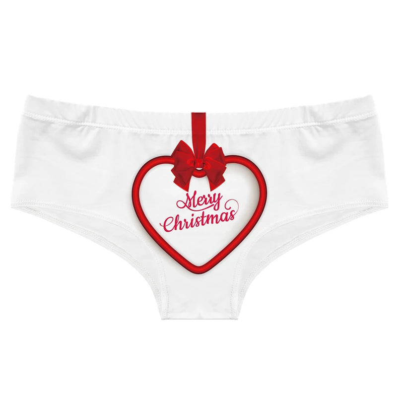 Merry Christmas Bells Print Women's Panties Low Waist Briefs Festive Comfortable Underwear Holiday Lingerie