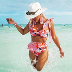 Two-Pieces Women Floral 2025 Push-Up Padded Bra Ruffles Bandage Bikini Set Swimsuit Swimwear Bathing Suit Beachwear Biquini