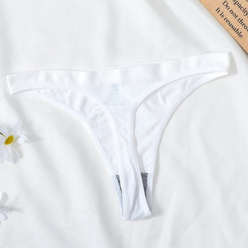 5Pcs/Set Women Brazilian Panties High Waist Thongs G-string Female Underpants Solid Color T-back Underwear Sexy Lingerie M-XL