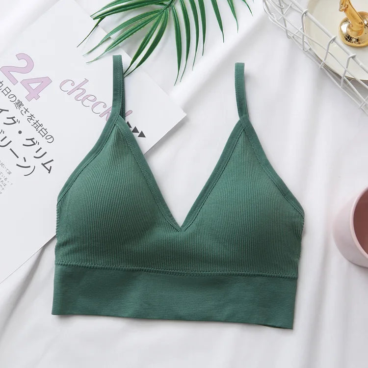 3Pcs/Set Women Sexy Crop Tops Seamless Bra Female Streetwear Sport Crop Top Tee Solid Color Underwear Lingerie Push Up Bra