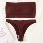 Women Strapless Bra And Panties Set Bandeau Bra High Waist Thong Seamless Underwear Sexy Tube Bra Female Sexy Lingerie Set M-XL