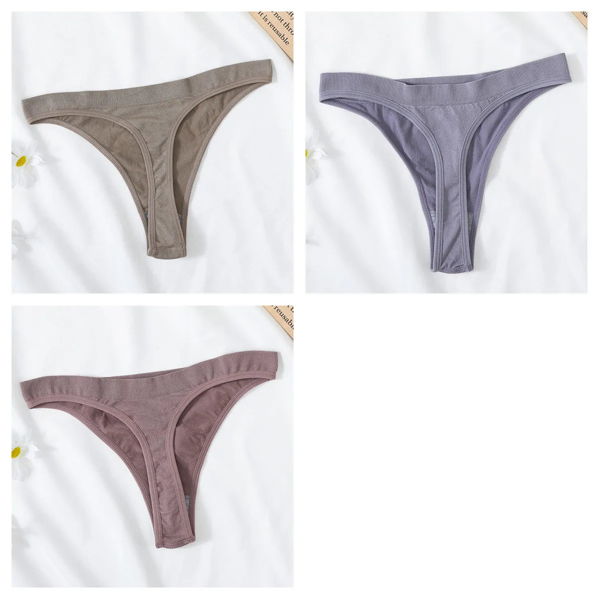 3PCS/Set Seamless G-string Panties Women Underwear Female Underpants Low Waist Thong Sexy Lingerie Seamless Sports Panties