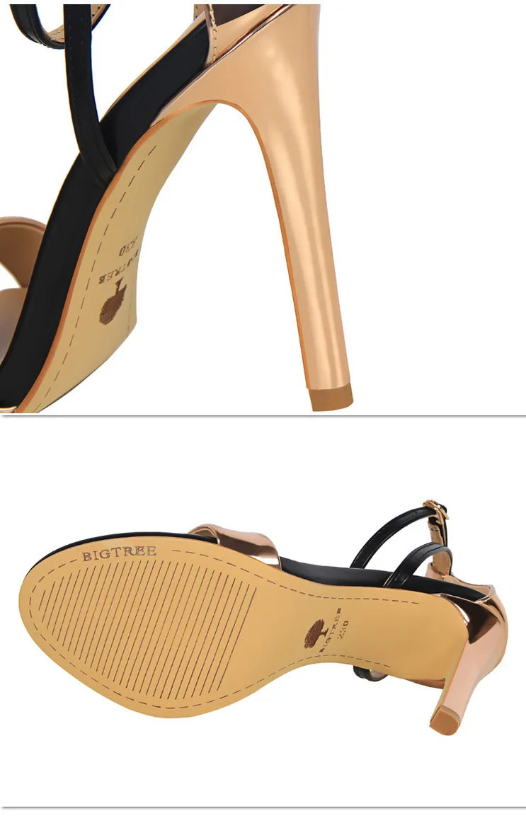 BIGTREE Shoes 11 cm High Heeled Sandals Women Summer Shoes Stiletto High Heels Open toed hollowed out Women Sandals Party Shoes
