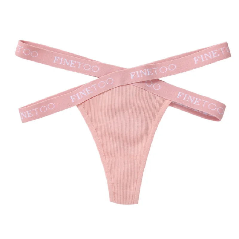 1PC FINETOO Women Panties Front Cross Cotton Lingerie Sexy Low WaistColor Thongs Ladies Underwear Fashion Soft Underpants
