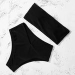 ZTVitality Strapless Black Bikinis Sexy Bikini 2025 Newest Padded Bra High Waist Swimsuit Female Solid Brazilian Swimwear Women