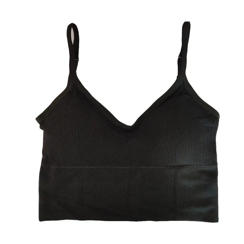 Women Tanks Top Low Back Crop Top Underwear Female Crop Sport Seamless Tops Sexy Lingerie Backless Removable Padded Camisole