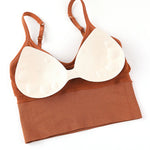 Women Tanks Top Low Back Crop Top Underwear Female Crop Sport Seamless Tops Sexy Lingerie Backless Removable Padded Camisole