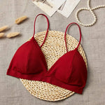 Women 1/3 Cup Tank Top Seamless Crop Top Solid Color Underwear Sexy Lingerie V-Neck Non-wire Bra Top Padded Camisole