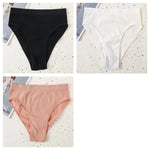 3Pcs/Set Seamless Panties Women High Waist Briefs High Cut Sports Bottom Underwear Female Stretch Rib Underpants Sexy Lingerie