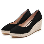 Suede princess women wedge shoes pointed toe pumps high heels platform Mary Jane office lady pumps party espadrilles cute shoesb