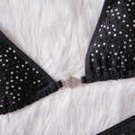 Shiny Sequins Rhinestone Bikini Women Swimwear Female Swimsuit Two-pieces Bikini set Metal Chain Halter Bather Bathing Suit Swim