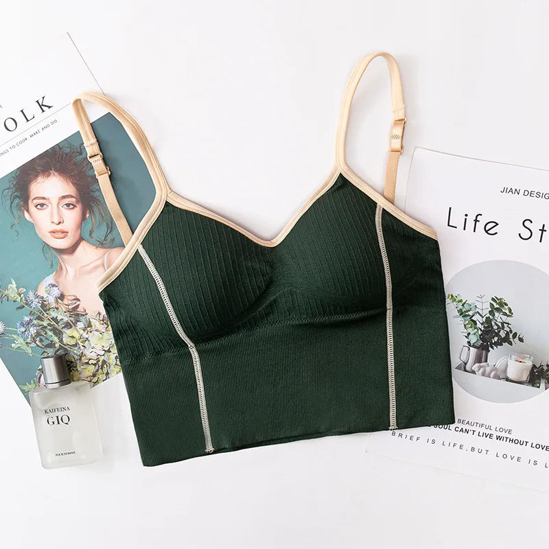 Women Bra Tank Crop Top Seamless Underwear Female Crop Tops U-shaped Back Sports Intimates Sexy Lingerie Padded Camisole Femme