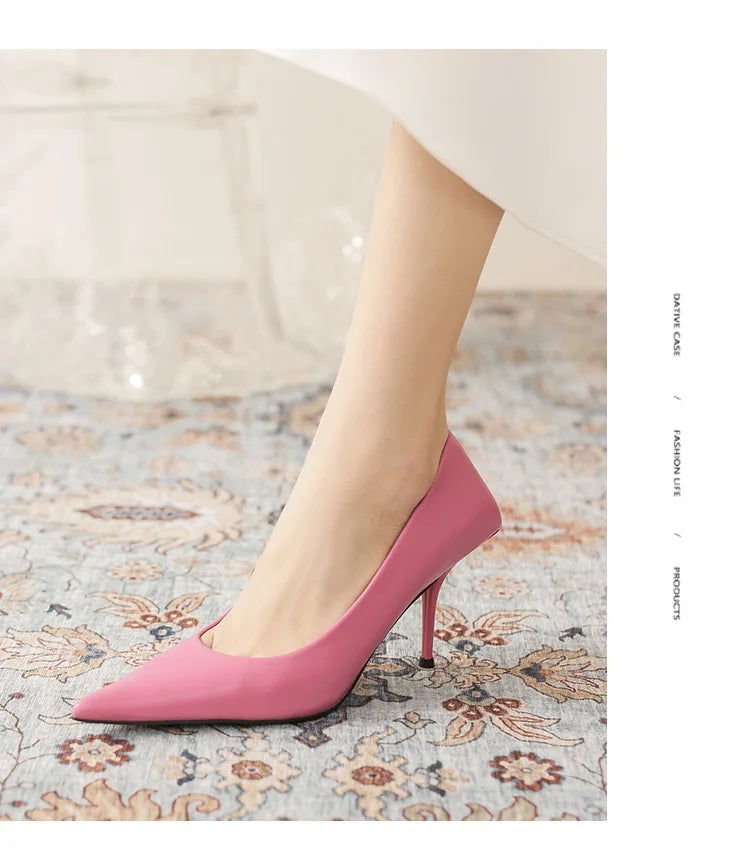 Pumps shoes Women Fashion Office Basic High Heels Work Lady Shoes Black Pink Green Thin Heels Brand Point Toe998