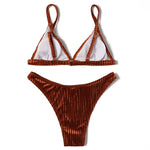 ZTVitality Sexy Push Up Bikini 2025 Hot Sale Straps Padded Bra Pit Strip Velvet Swimsuit Female High Leg Swimwear Women Biquini