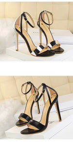 BIGTREE Shoes 11 cm High Heeled Sandals Women Summer Shoes Stiletto High Heels Open toed hollowed out Women Sandals Party Shoes