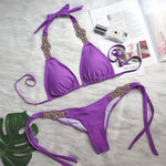 Halter Crystal Rhinestone Diamond Bikini 2026 Female Swimsuit Women Swimwear Two Pieces Bikini set Brazilian Bathing Suit Swim