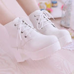g4 Women's Single Boots New Horse Boots Square Heel Round Toe Spring High Heel Boots Lace-Up Plus Size 35-45
