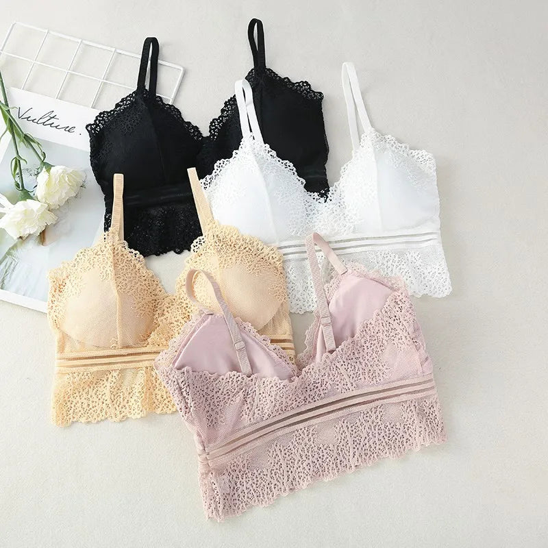Lace Bralette Women Bras Tube Top Sexy Lingerie V Neck Crop Tops Underwear Cropped Bra Female Tank Crop Top