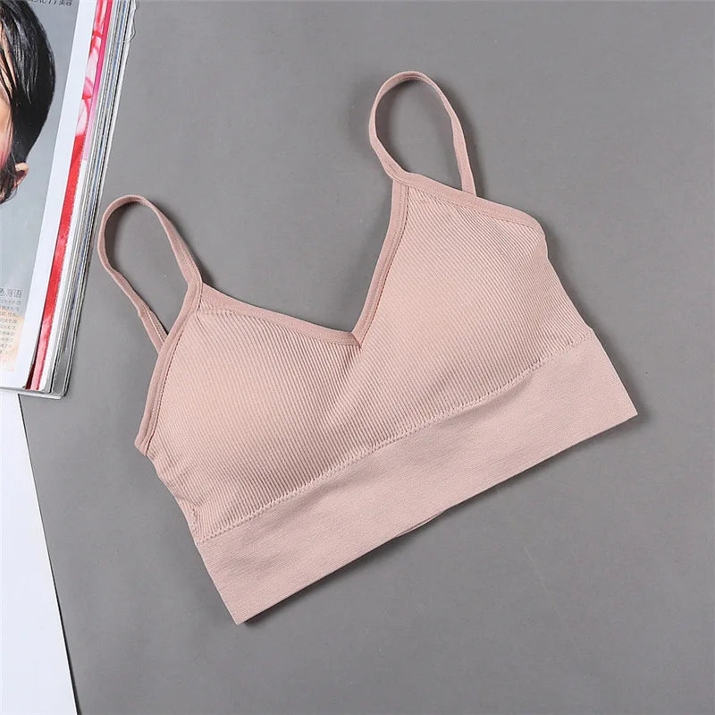 Women Tube Top Seamless Bra Crop Top Solid Color Sports Sexy Lingerie Active Bra Tops Underwear With Removable Pads