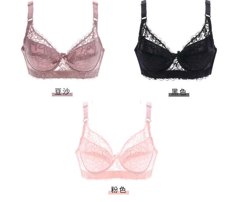 Push Up Bra Sexy Embroidery Lace Wire Free Bra Thin Padded Intimate 75-105 B C D Brassiere Wireless Bralette For Women Underwear