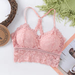Cross Back Lace Bra Top Women Bralette Crop Top Sexy Lingerie Wireless Underwear Women Solid Color Bra Tops Padded Camisole