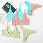 Women Seamless Bra And Panties Set Low Rise Thongs U-Shape Back Crop Top Bralette Comfort Sport Underwear Sexy Lingerie Set