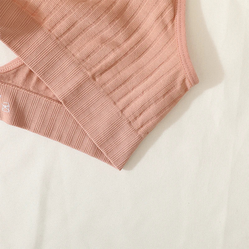 Women Seamless Bra And Panties Set Sexy Ribbed Bra Top Low Waist Thongs Wire-free Brassiere No Pads Comfort Intimates M-XL