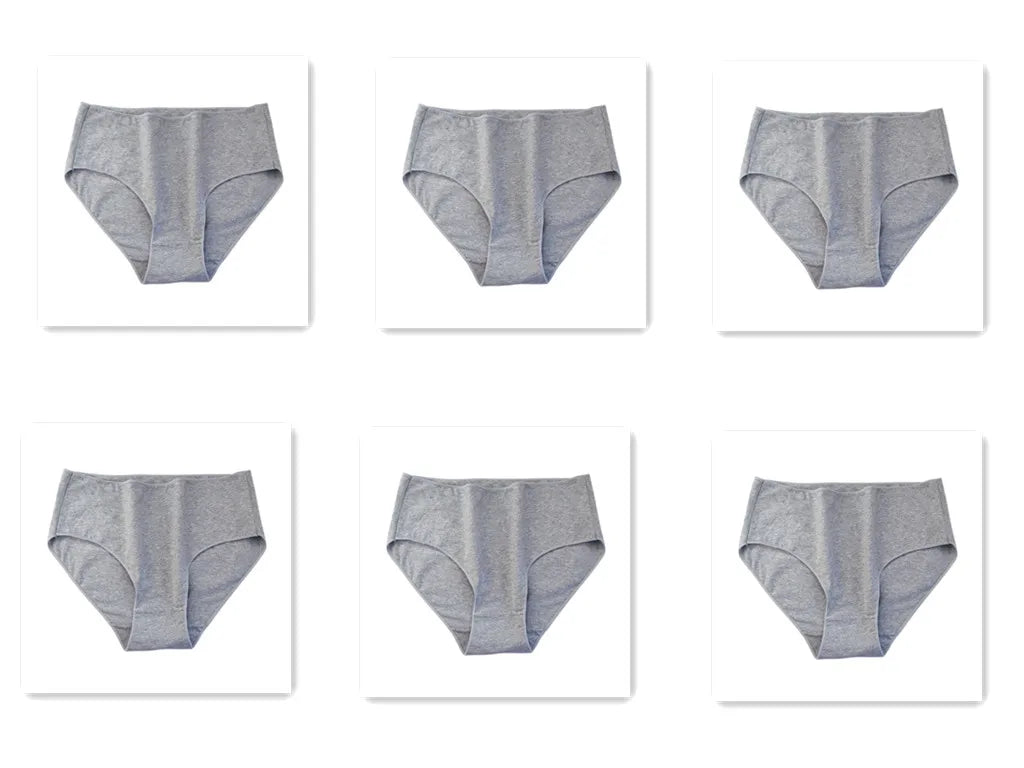 6Pcs/Set Women High Waist Cotton Briefs Breathable Panties Seamless Edge Comfort Underwear Solid Color Soft M-2XL Intimates