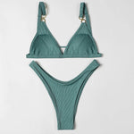 ZTVitality Sexy Solid Push Up Bikini 2025 New Arrival Padded Bra High Leg Swimsuit Ring Bandage Swimwear Women Brazilian Biquini