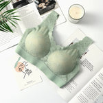 Thailand Latex Wireless Lace Bra – Push-Up, Seamless, Removable Pads, Beautiful Back Design for Daily Wear & Sleep