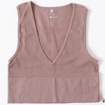 Deep V-Neck Crop Top 18 Colors Slim Fit Tank Stretchy Sleeveless Crop Vest Casual Ribbed Knit Top Low Cut Summer Camisole M-XL
