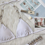 Halter Shiny Crystal Diamond Bikini Women Bandage Swimsuit Female Swimwear Rhinestone Bikini set Brazilian Bathing Suit Swim
