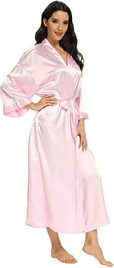 Hiloc Solid Color Sleepwear Robe Lace Up Peignoirs For Women Pajama Flare Sleeves Bathrobes Female Nightwear Elegant Loungewe