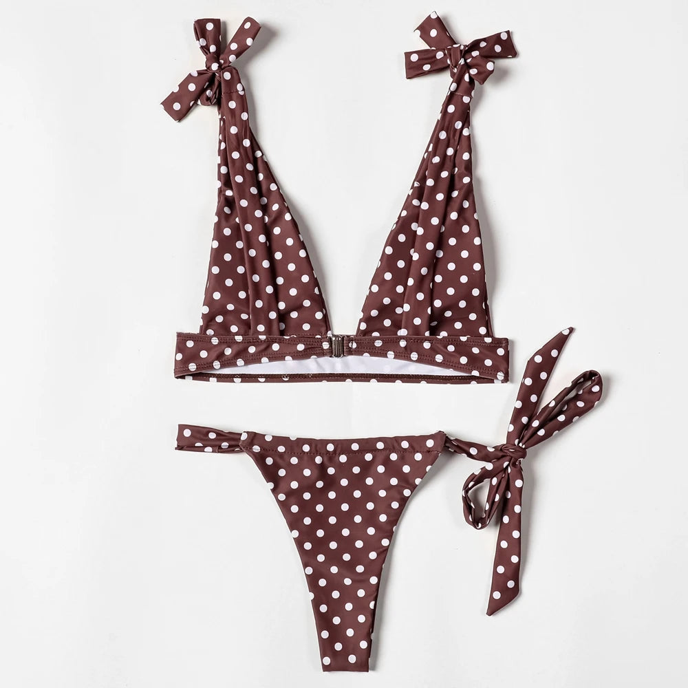 ZTVitality Dot Bandage Sexy Bikini Set 2022 New Padded Bra Low Waist Beachwear Bathing Suit Swimsuit Brazilian Swimwear Women
