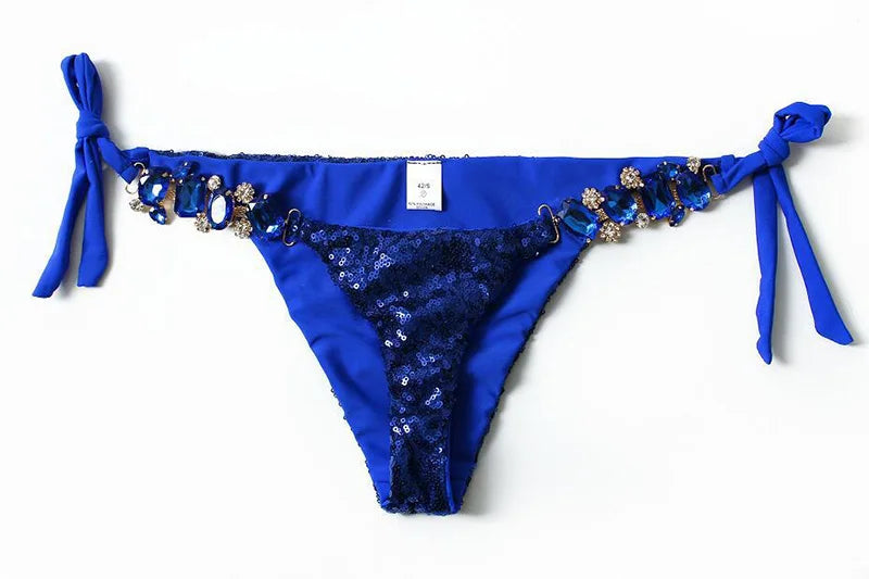 Sparkling Shiny Sequins Rhinestone Diamond Bikini Women Swimwear Female Swimsuit Two Pieces Bikini Set Halter Bathing Suit Swim