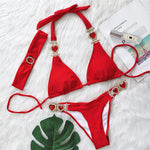 Diamond Rhinestone BikiniFemale Swimsuit Women Swimwear Two-pieces Bikini set With Hairbands Bather Bathing Suit Swim V3047G