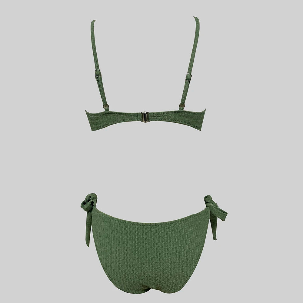 ZTVitality Solid Ribbed Lace Up Sexy Bikini 2026 New Padded Bra Low Waist Brazilian Swimsuit Female Swimwear Women Bathing Suit