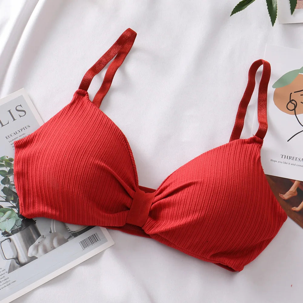 Push-Up Bras for Women Sexy Adjustable Straps Brassiere Wire Free Bra Seamless Underwear Solid Color Lingerie One Size