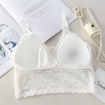 Women Full Floral Lace V-Neck Bralette One Size Scalloped Lace Wireless Camisole Bra Detachable Adjustable Thin Straps Lingerie